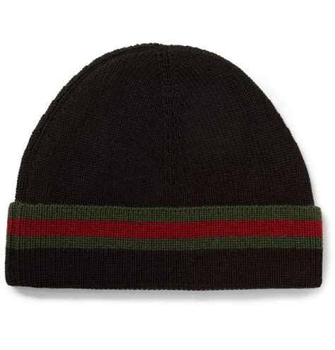 mens black gucci beanie|gucci beanie hat and scarf.